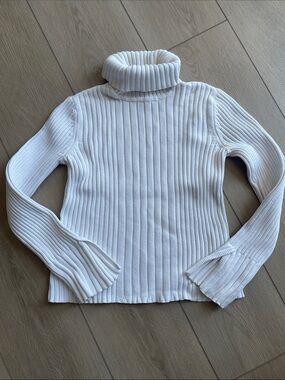 Y2K Calvin Klein Jeans Turtleneck Ribbed Knit Sweater - White